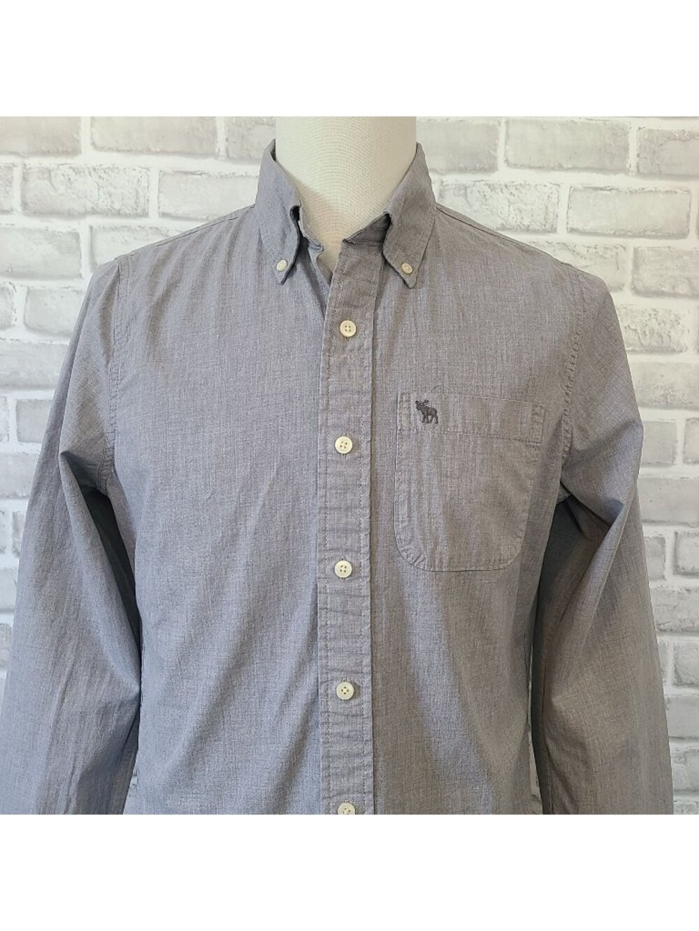 Vintage Abercrombie & Fitch Chambray Blue Button Up Mens Shirt Casual Preppy M
